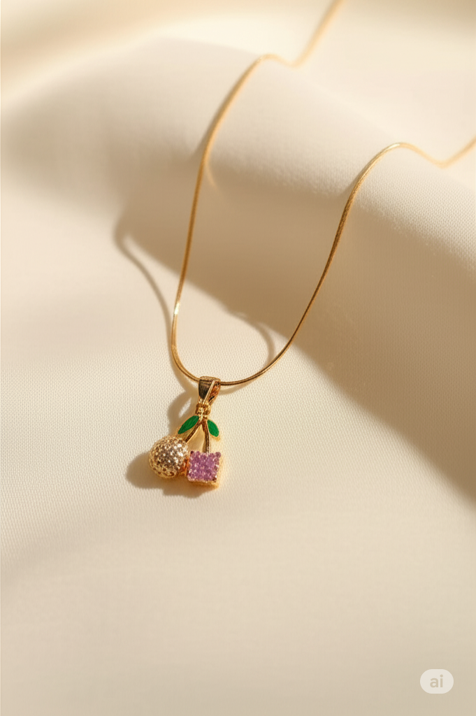 Gold Fruit Charm Necklace – Cute Pineapple Pendant for Women