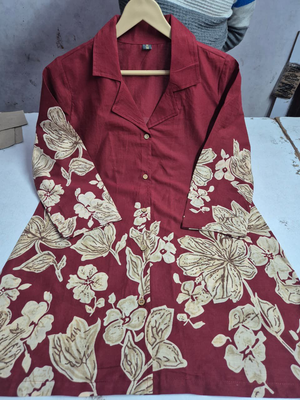 Maroon Floral Printed Kurta Palazzo Set for Women