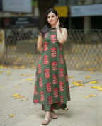 Women’s Olive Green Printed Kurti Set with Palazzo