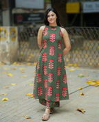 Women’s Olive Green Printed Kurti Set with Palazzo
