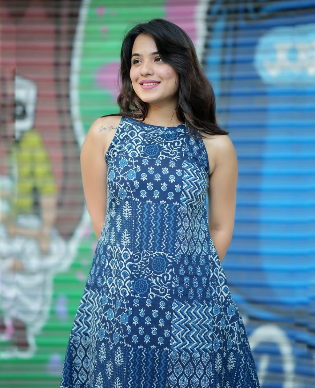 Women’s Blue Printed Kurti Set with Palazzo