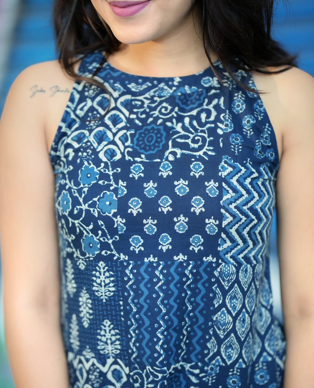 Women’s Blue Printed Kurti Set with Palazzo