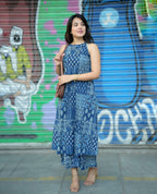 Women’s Blue Printed Kurti Set with Palazzo