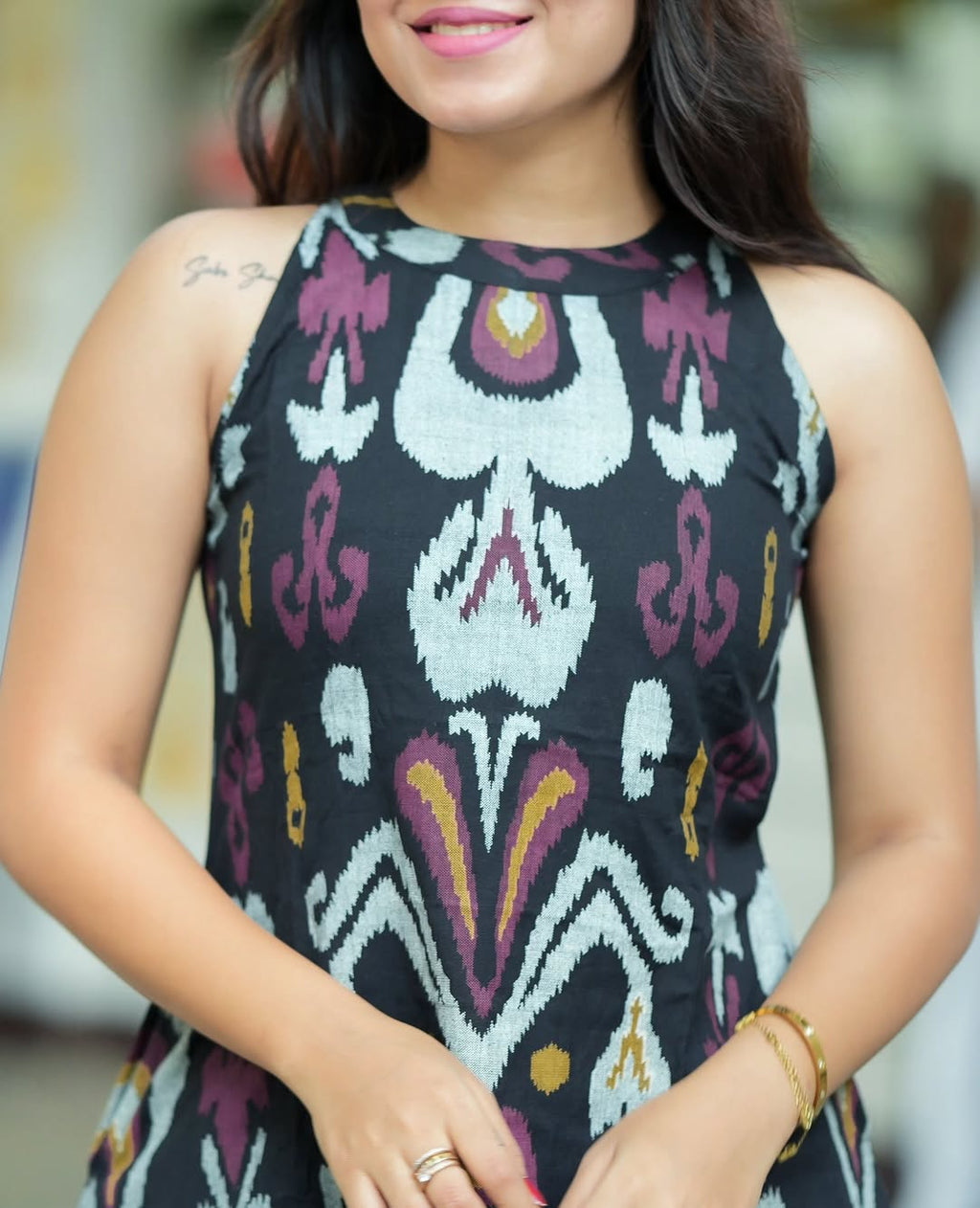 black printed corset