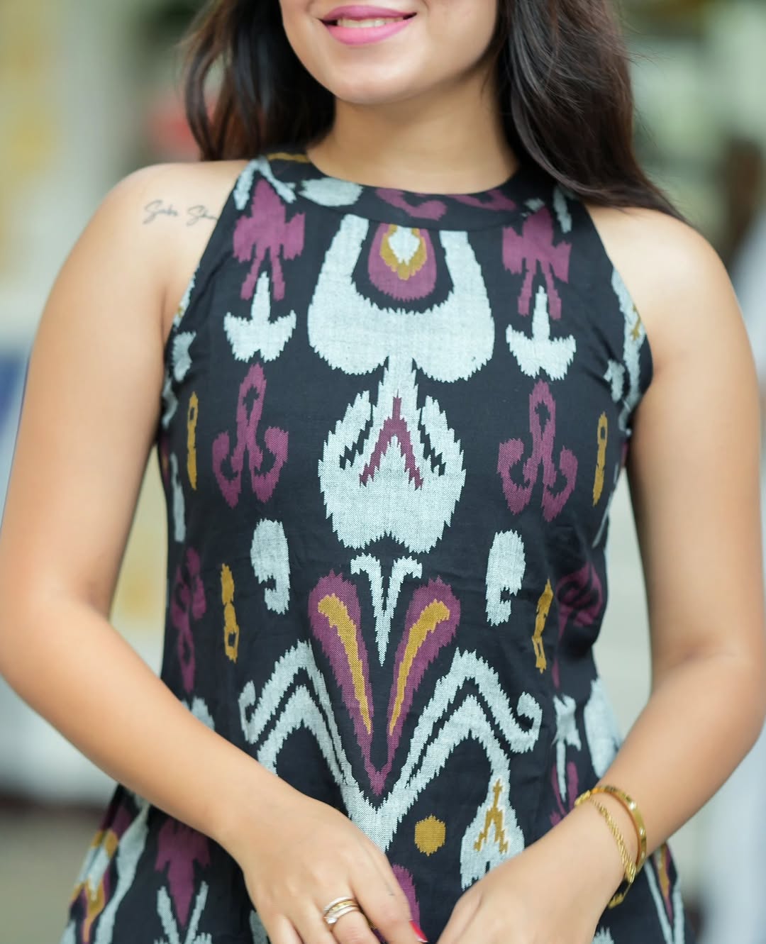 black printed corset