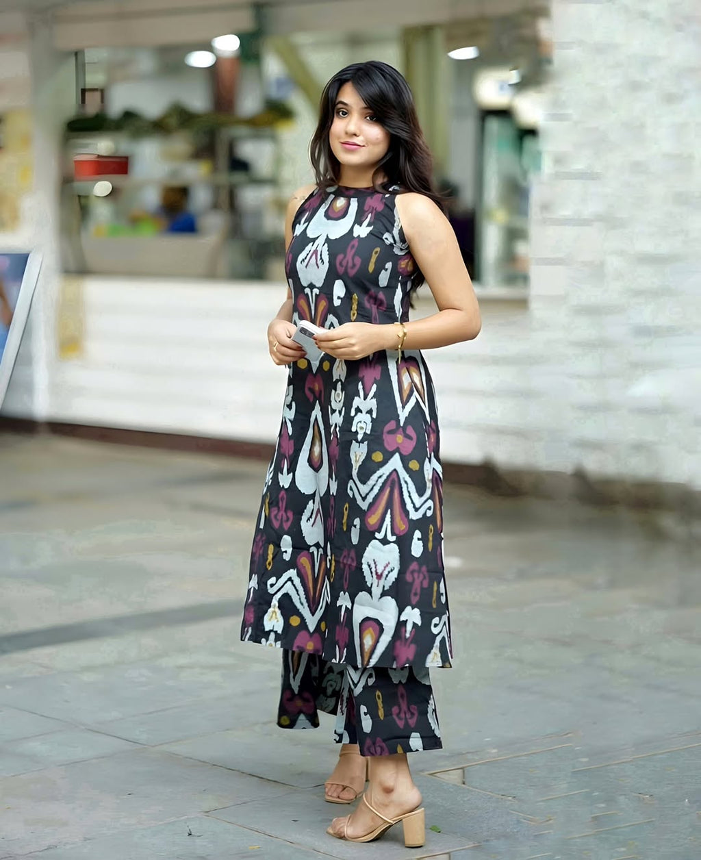 black printed corset