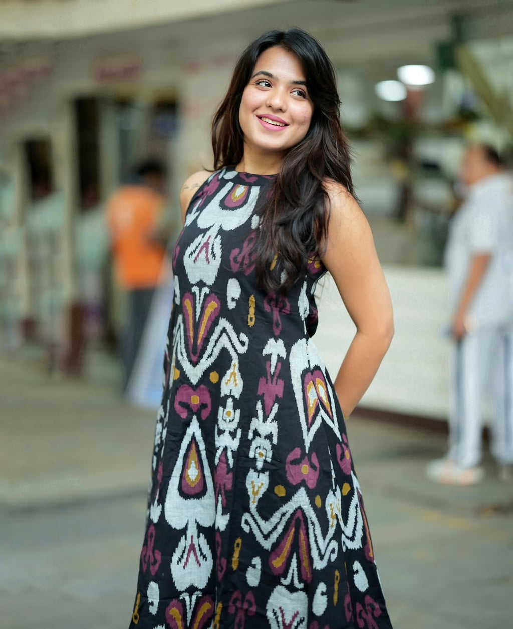 black printed corset