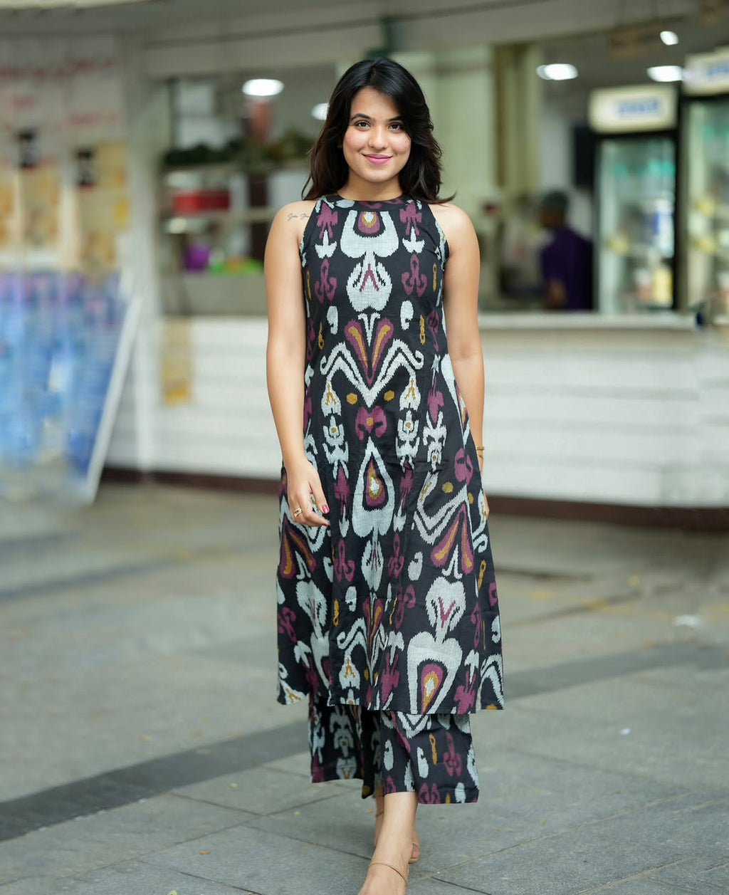 black printed corset
