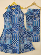 Women’s Blue Printed Kurti Set with Palazzo