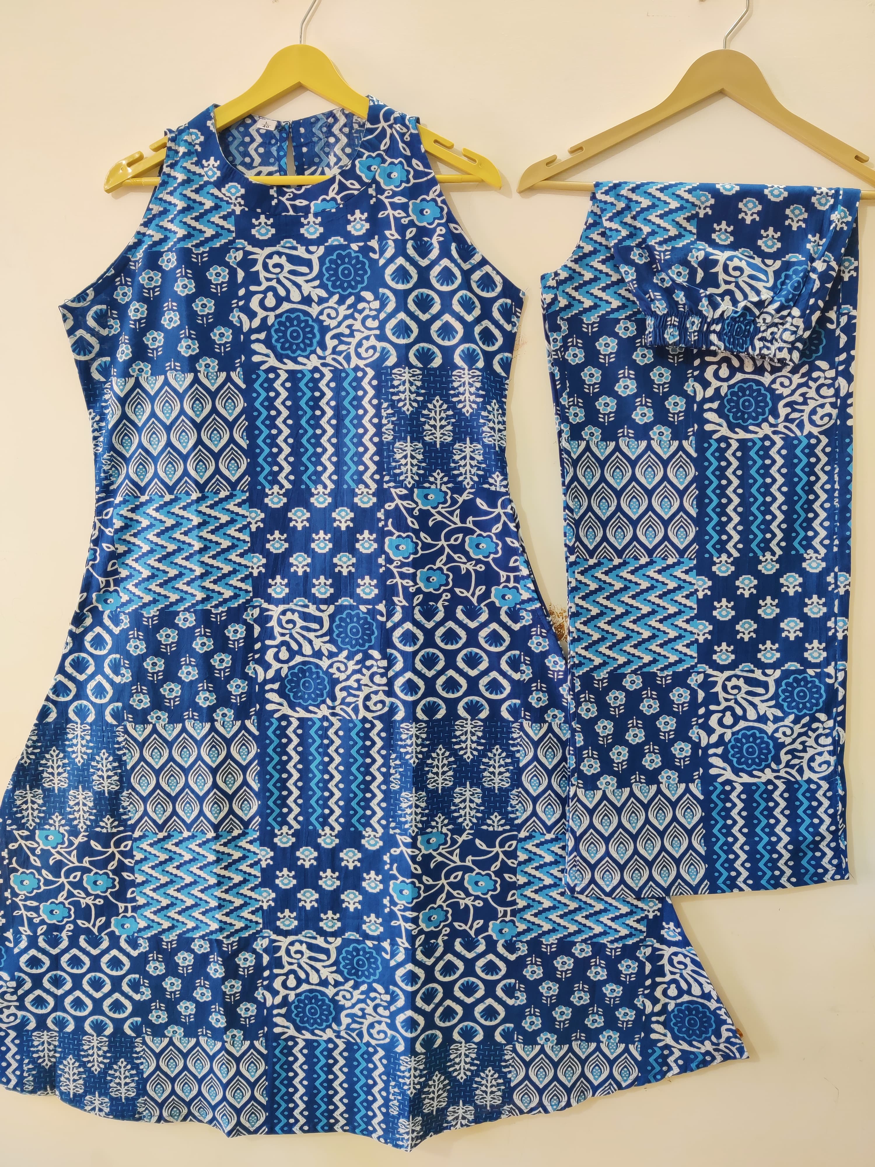 Women’s Blue Printed Kurti Set with Palazzo