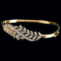 Leaf Design Crystal Gold Finish Bangle for Women